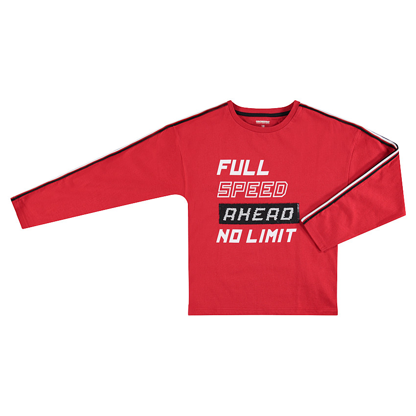 Junior - Tee-shirt manches longues en jersey avec message printé et sequins magiques 