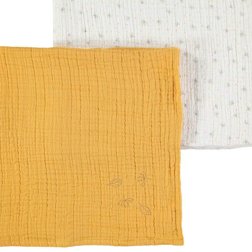 Set de 2 langes en tétra 70 x 70 unie/imprimée 