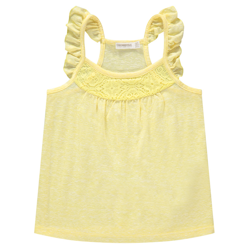 Débardeur en coton chiné avec bretelles volantées 