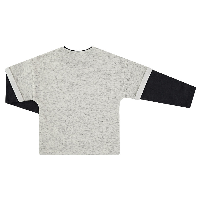 Tee-shirt manches longues effet 2 en 1 avec textes et guitare printés 