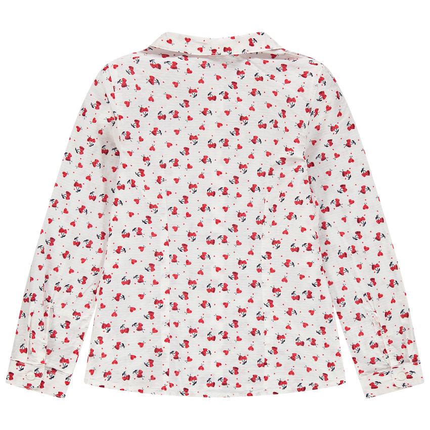 Chemise manches longues à coeurs imprimés all-over 