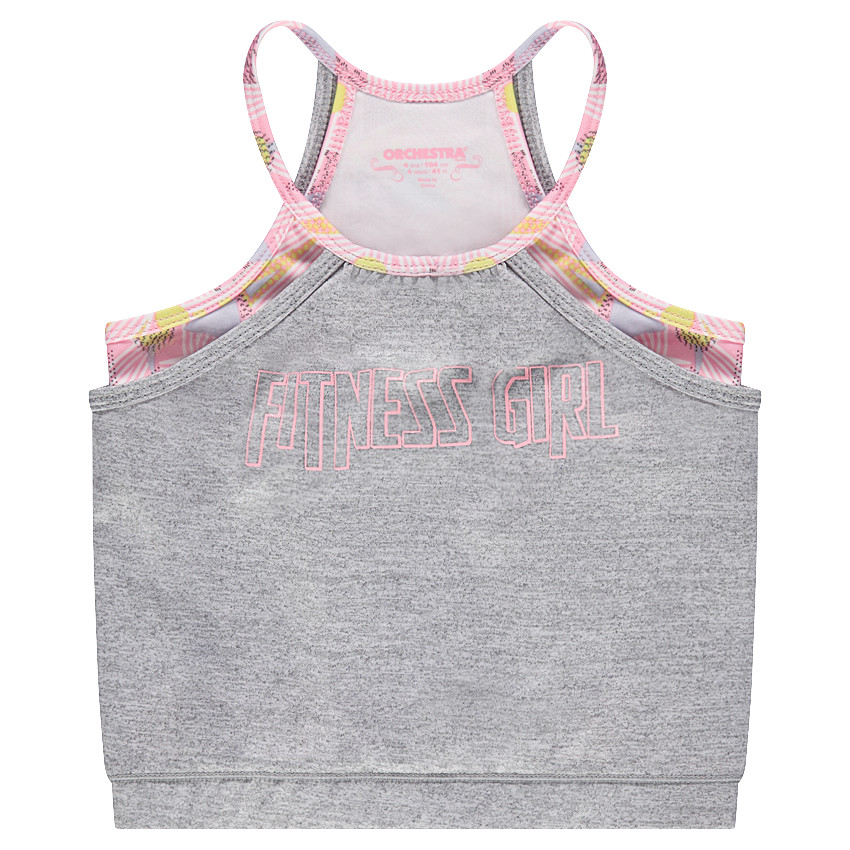 Crop top uni avec brassière intégrée imprimée all-over 