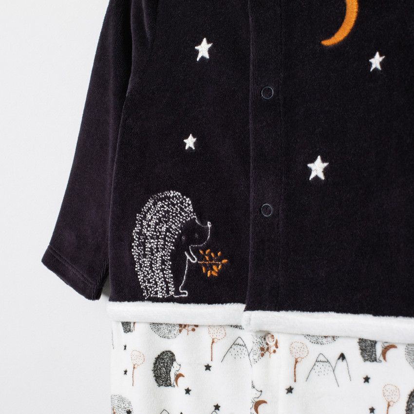 Dors-bien en velours effet 2 en 1 motif hérissons 