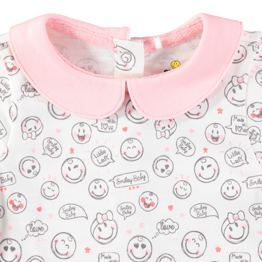 T-shirt manches longues col Claudine imprimé Smiley all-over 