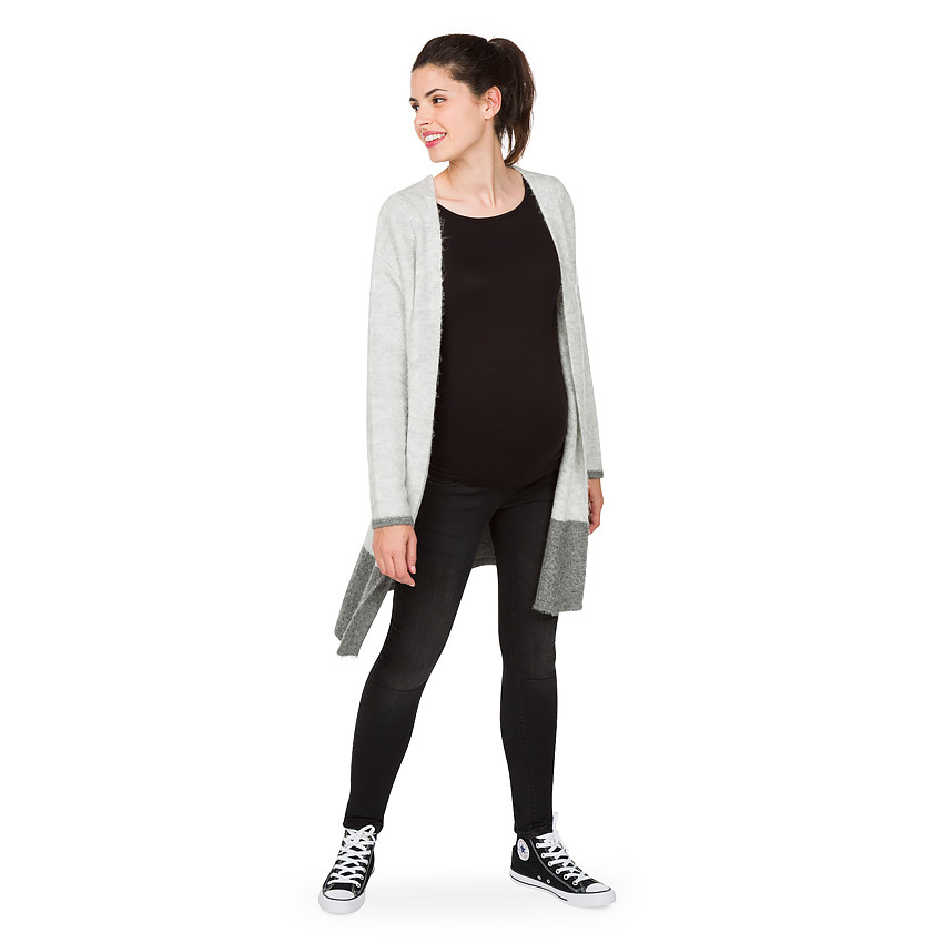 Gilet de grossesse long en tricot fantaisie 