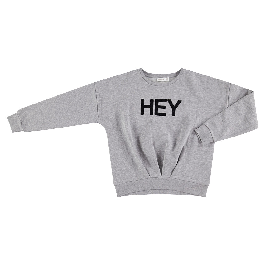 Junior - Sweat en molleton chiné avec inscription patchée 