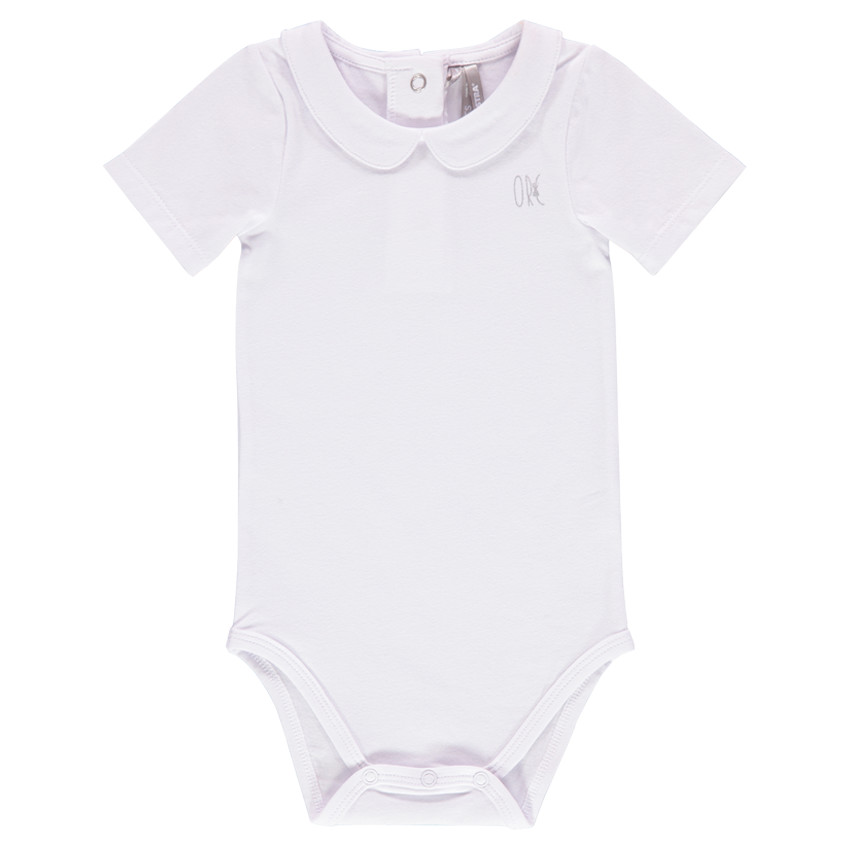 Body manches courtes uni col claudine  