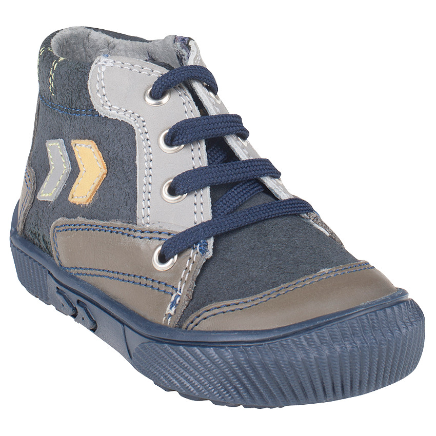 Bottillons à lacets en cuir suédé avec empiècements contrastés  