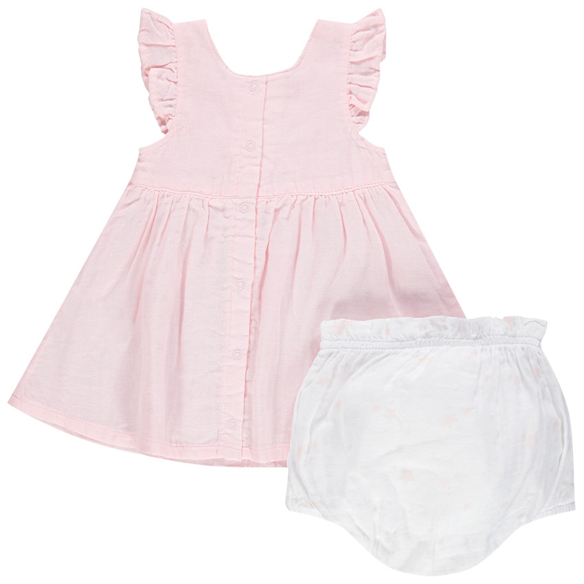 Ensemble avec robe manches courtes volantées et bloomer 