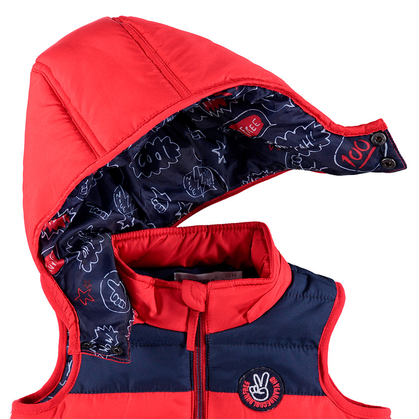 Doudoune sans manches matelassée avec capuche amovible 