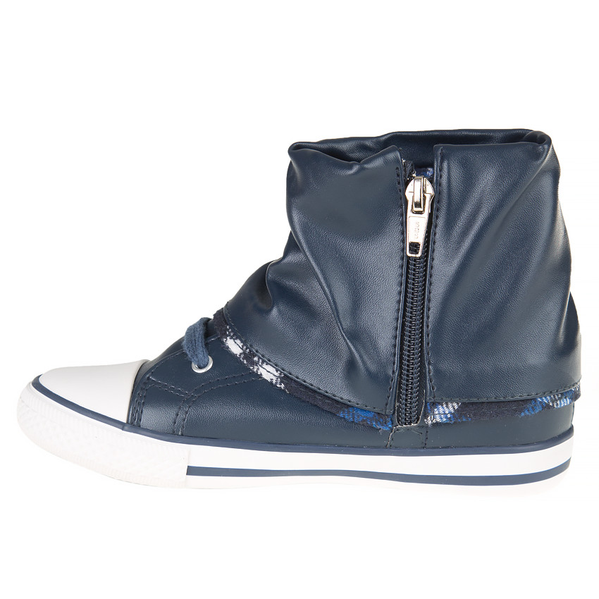 Baskets montantes à revers avec zip lacets et boucle 