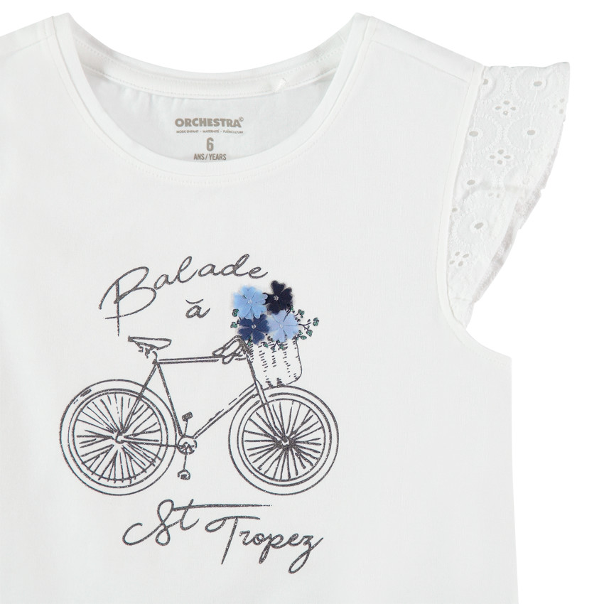 T-shirt manches courtes brodées et print St-Tropez 