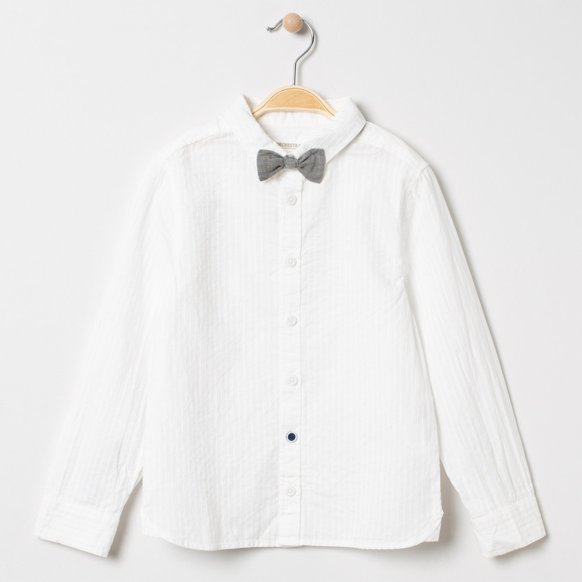 Chemise manches longues à rayures et noeud papillon à chevrons 