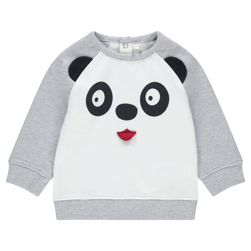 Sweat en molleton bicolore avec panda printé 