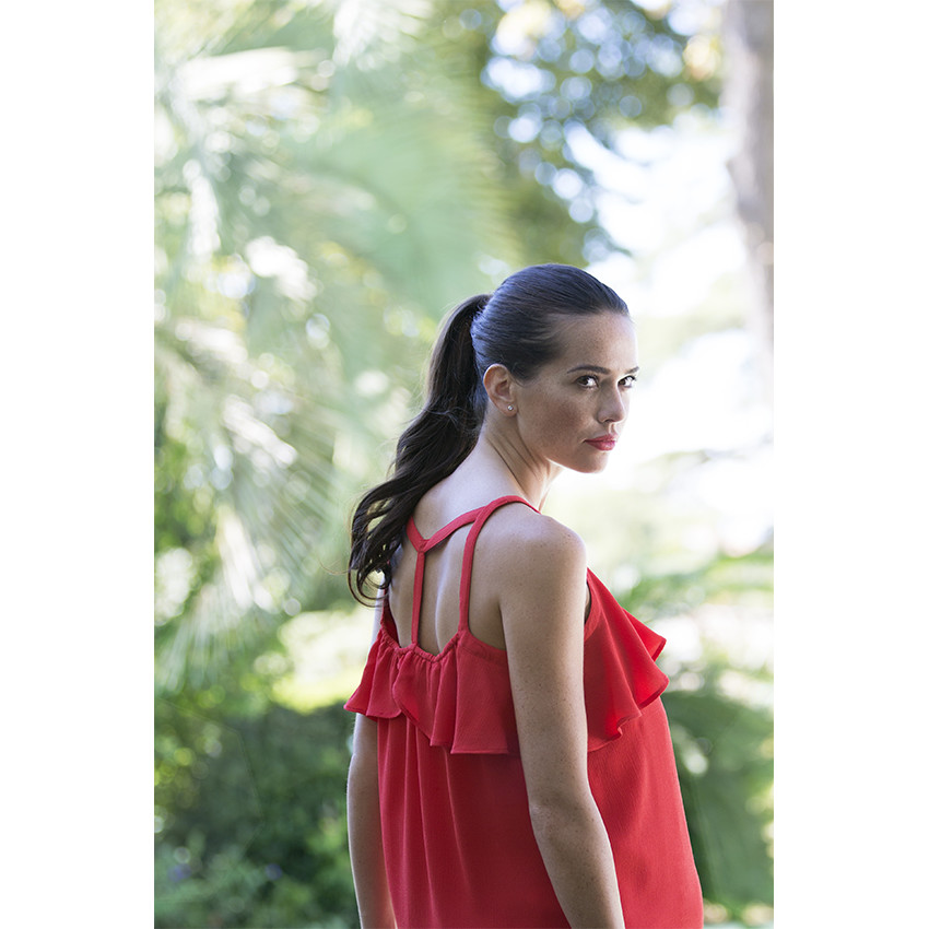 Robe de grossesse volantée avec bretelles fantaisie 