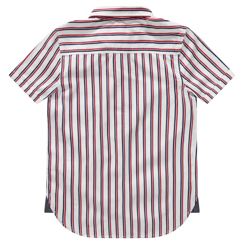 Junior - Chemise manches courtes à rayures verticales et poche 