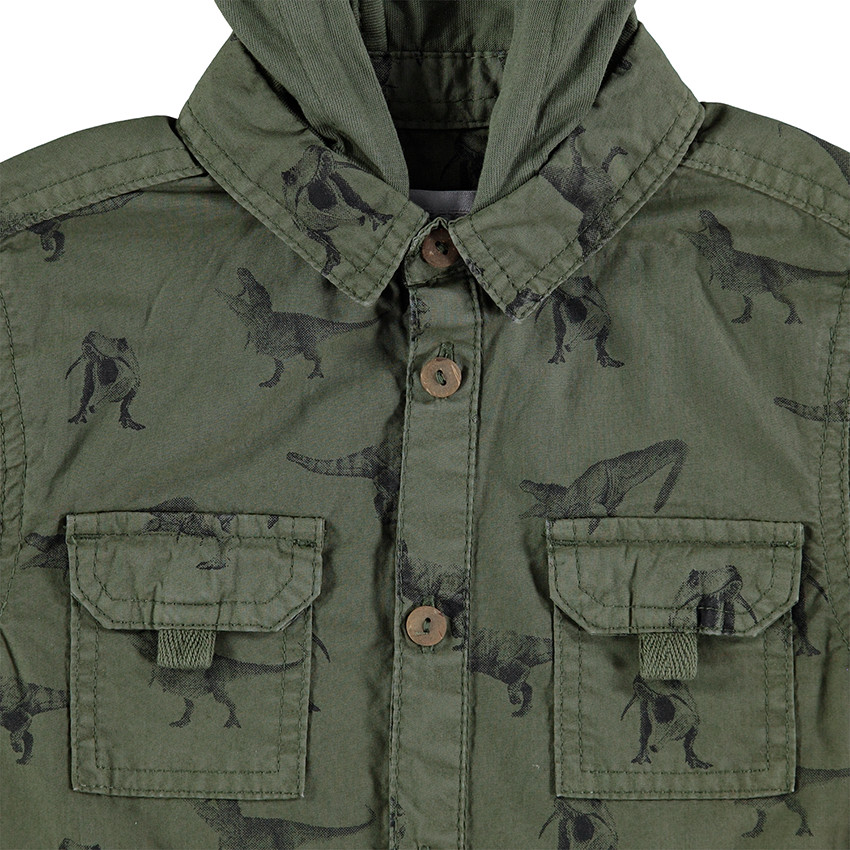 Chemise manches courtes à capuche avec dinosaures all-over 