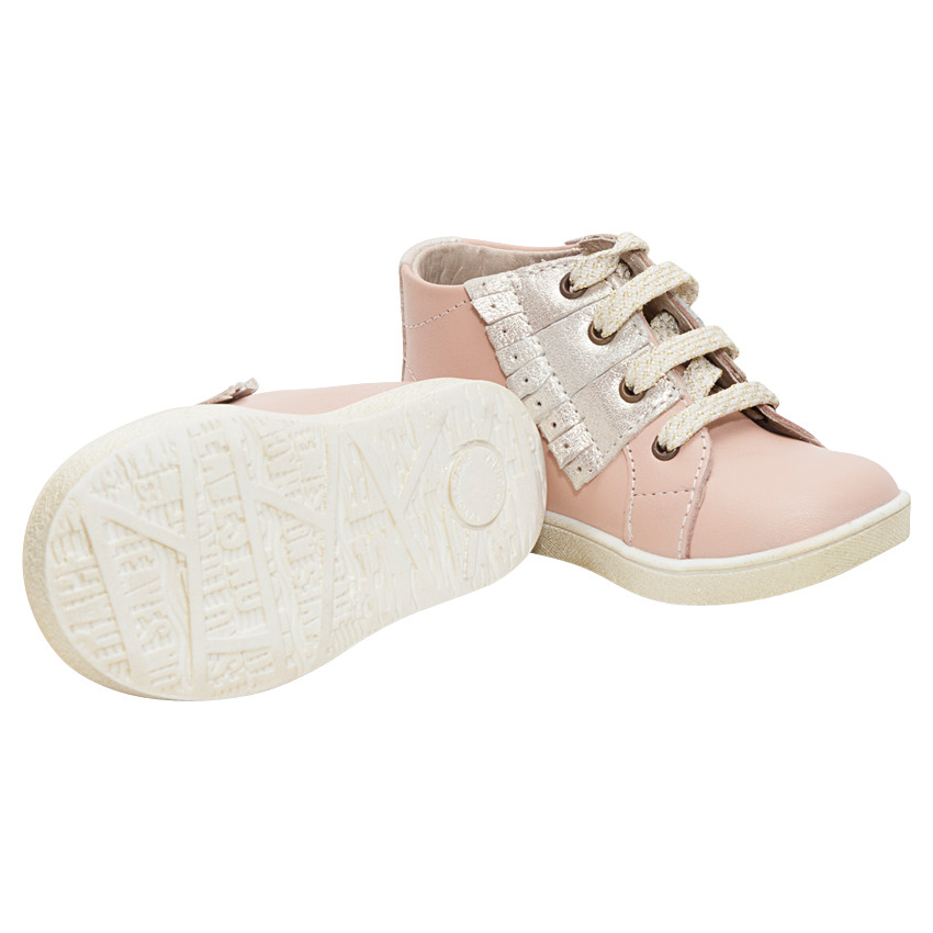 Bottillons en cuir à lacets avec empiècement effet nacré  