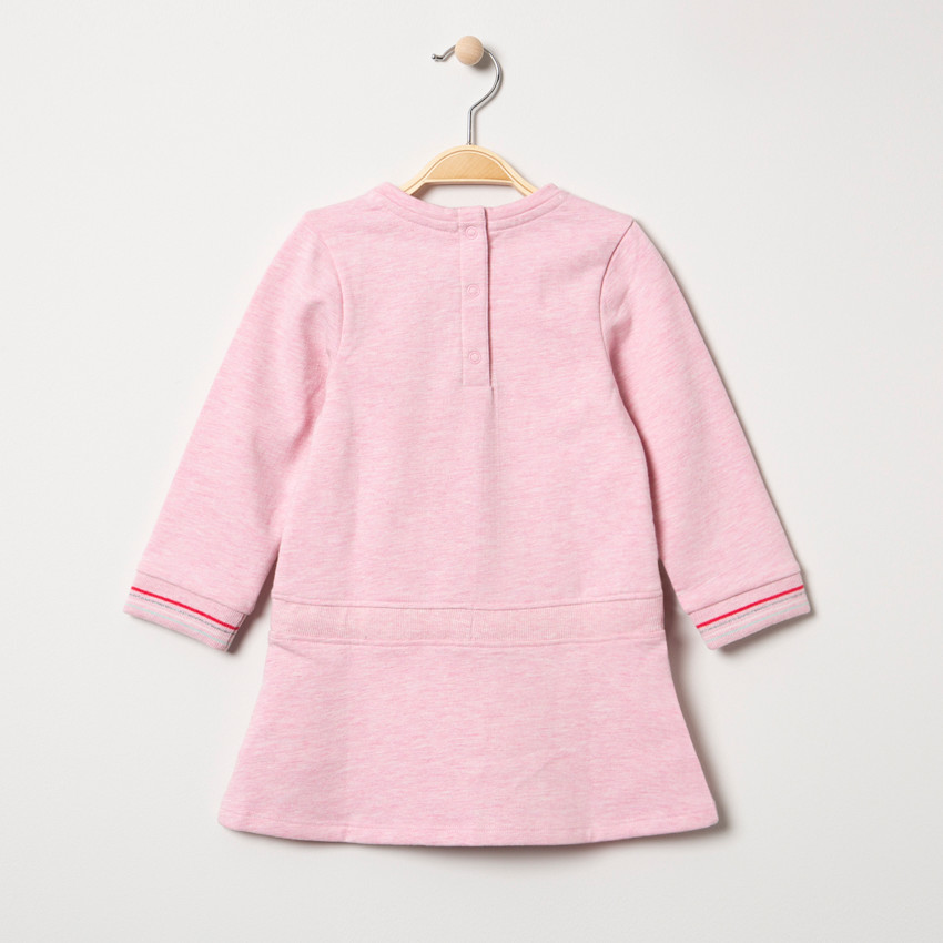 Robe manches longues en maille chinée avec arc-en-ciel en bouclette 