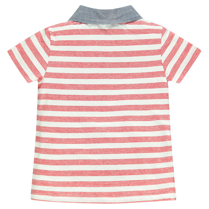 Polo manches courtes rayé avec ouverture sur le devant 