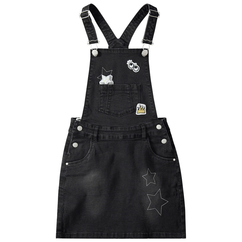 Junior - Robe salopette avec badges et étoiles printées 