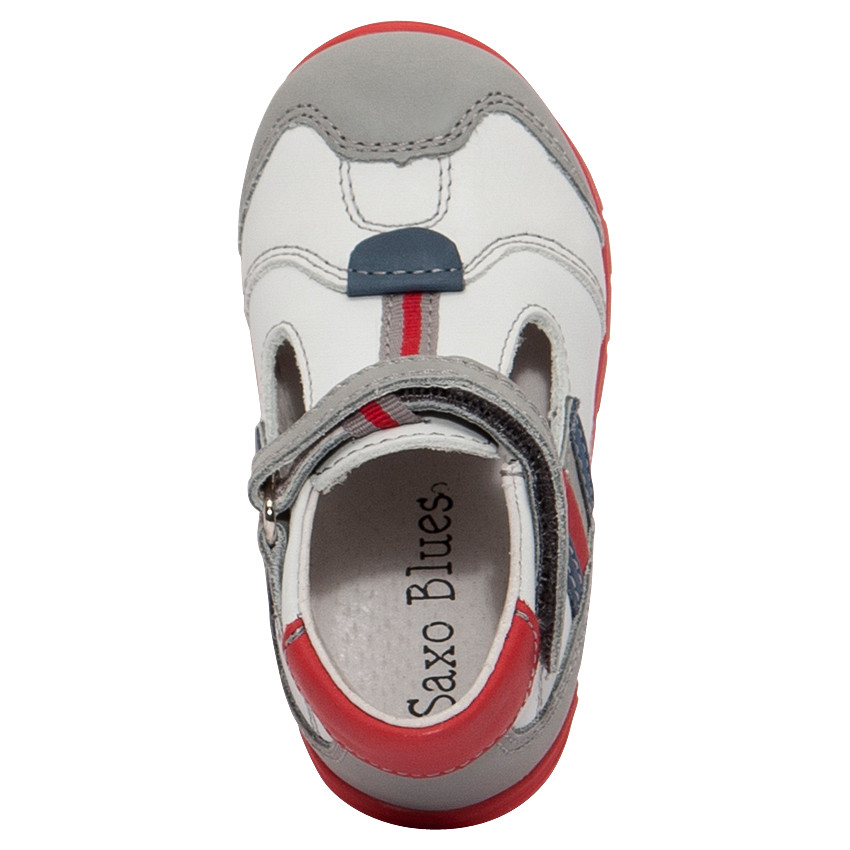 Salomés en cuir avec empiècements contrastés 