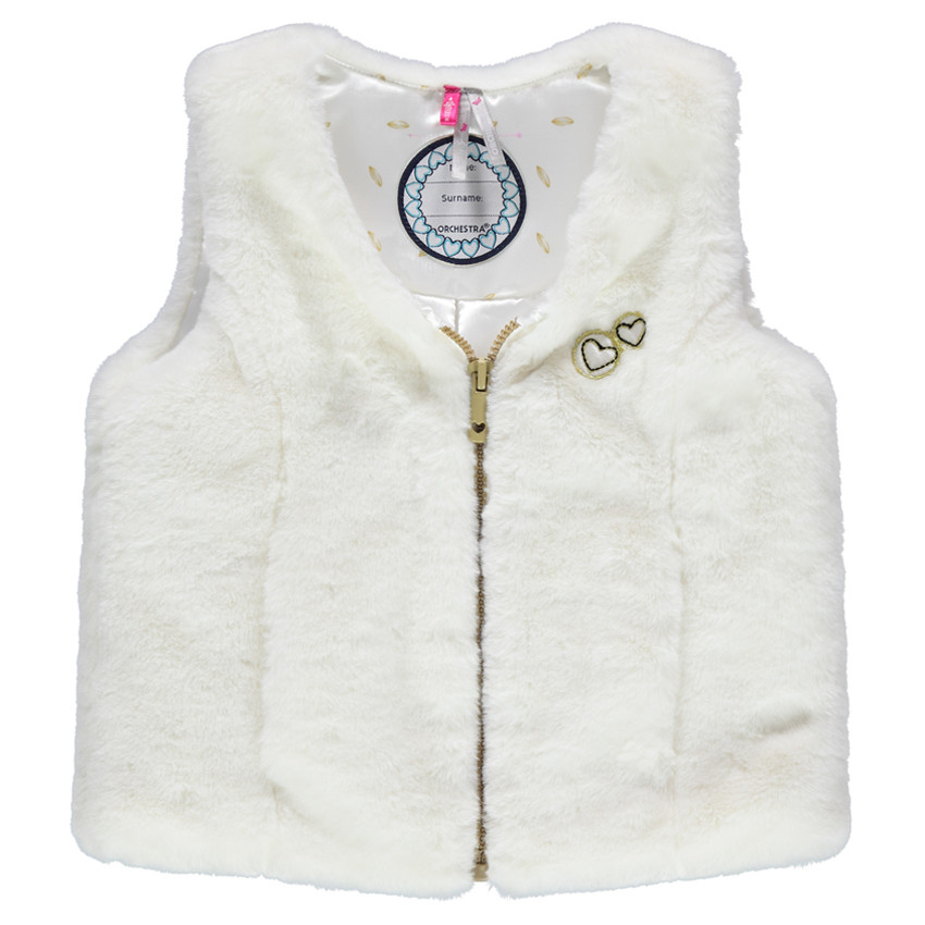 Gilet sans manches en sherpa avec coeurs patchés 