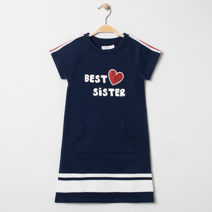 Robe en molleton à message et coeur pailleté pour enfant fille 