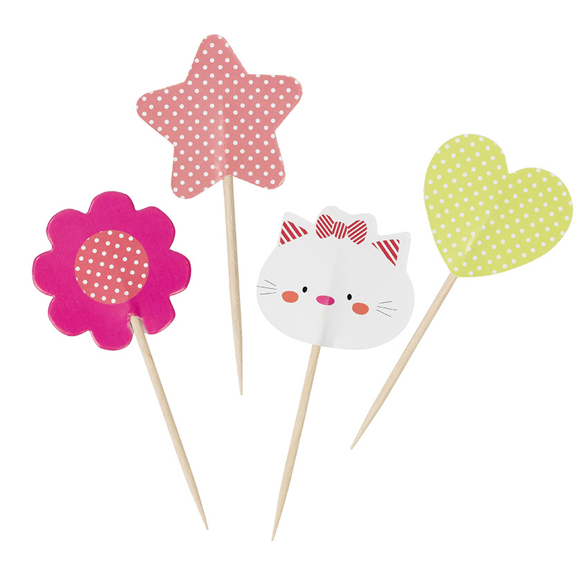 Lot de 10 piques à gâteau d'anniversaire formes fantaisie 