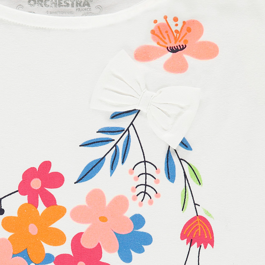 Tee-shirt manches courtes forme boîte avec fleurs printées 