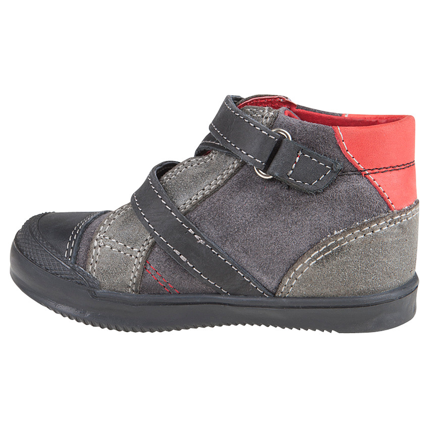 Bottillons en cuir suédé scratch zig-zag 