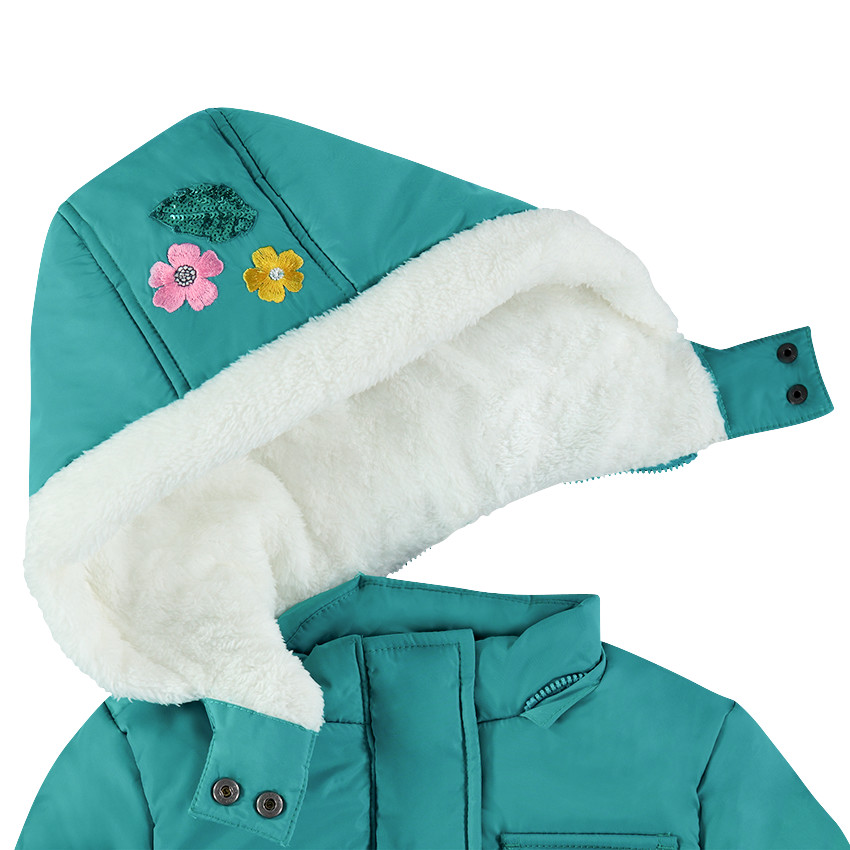 Parka doublée sherpa avec capuche amovible et broderies 
