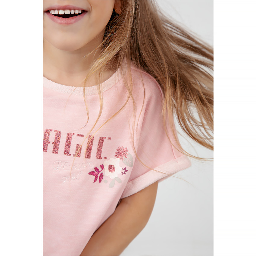 Sweat court en molleton avec inscription pailletée sur le devant 