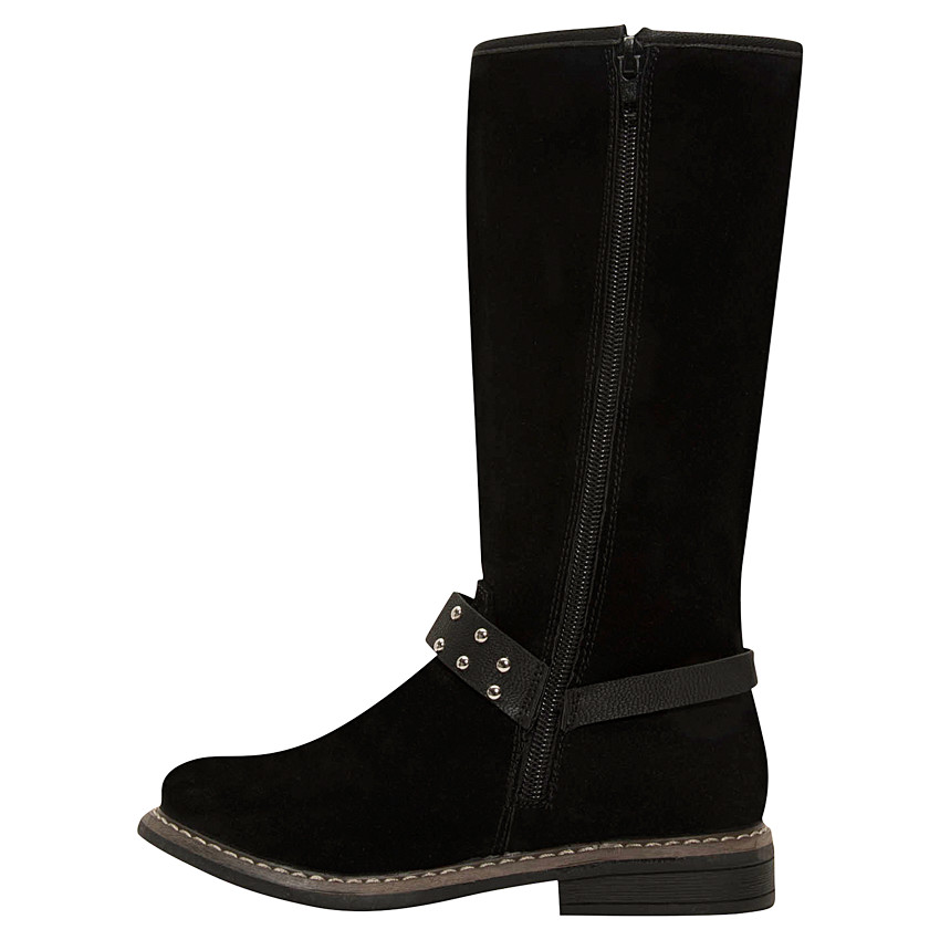 Bottes cavalières effet cuir suédé avec lanière cloutée 