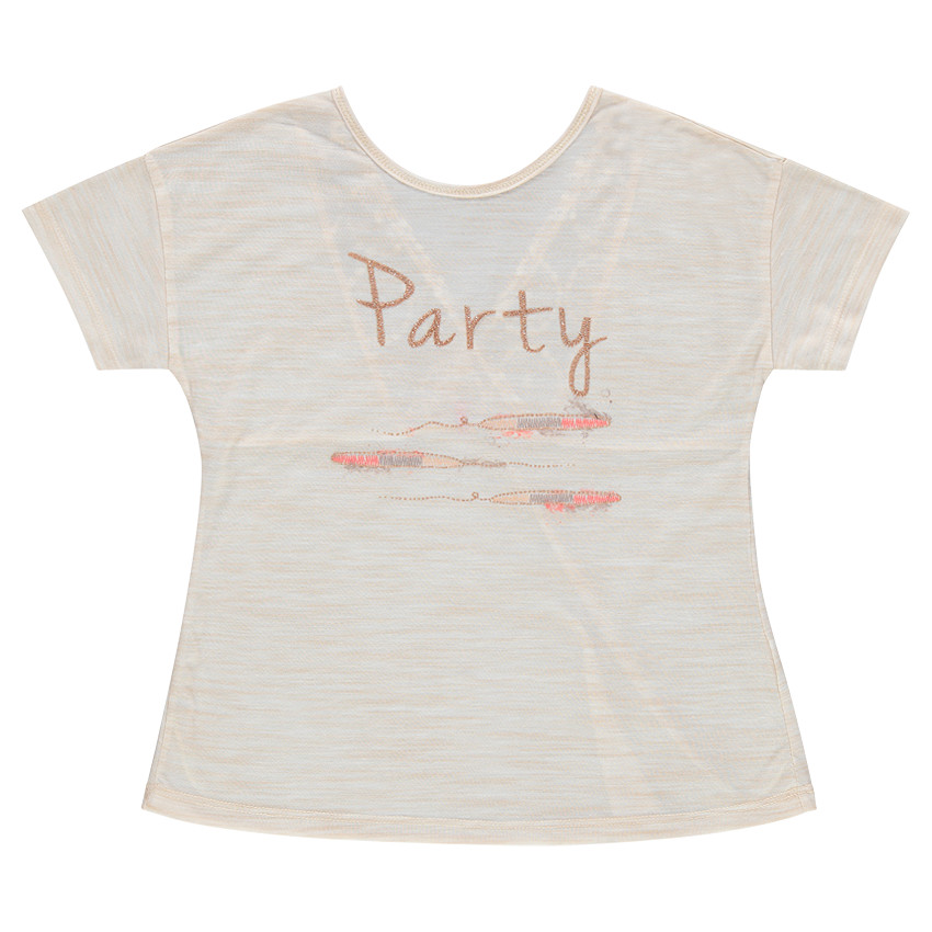 Junior - Tee-shirt manches courtes brodé avec dos en dentelle 