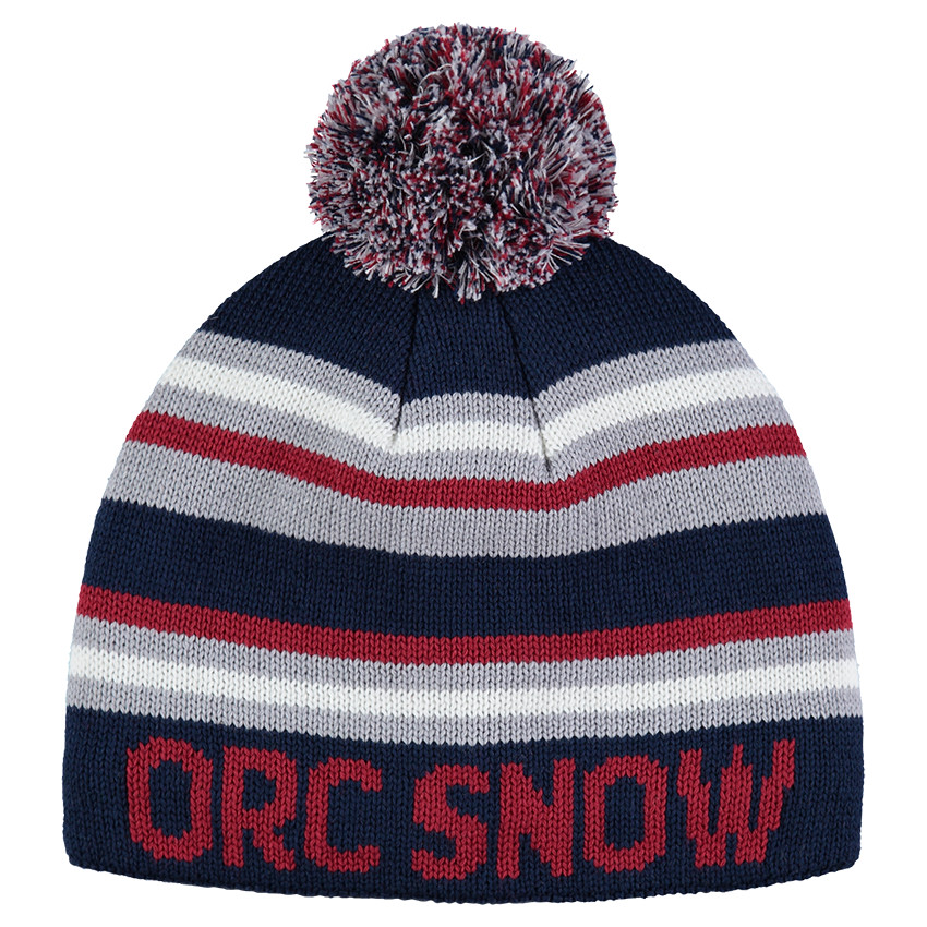 Bonnet en tricot rayé doublé sherpa avec pompon  