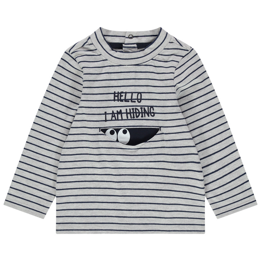 Sous-pull à rayures col cheminée avec poche fantaisie 