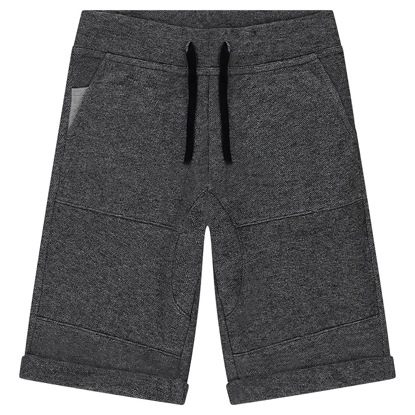 Junior - Bermuda en molleton gris chiné avec poches 