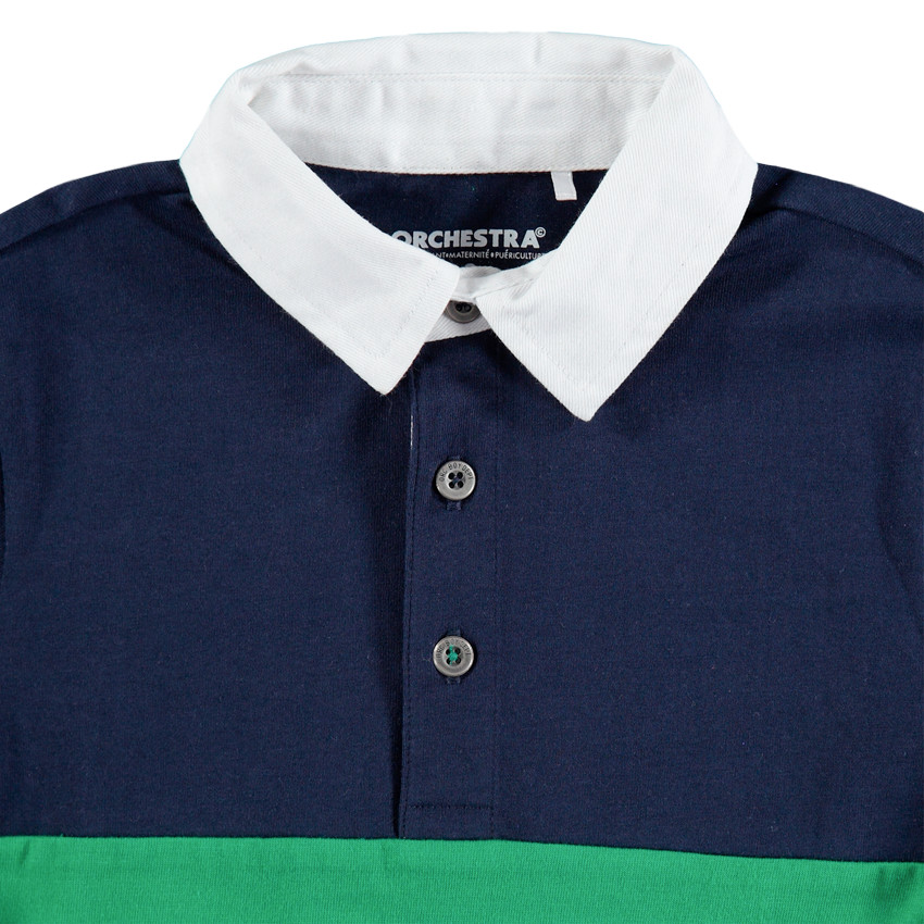 Junior - Polo manches longues en jersey à bandes contrastées 