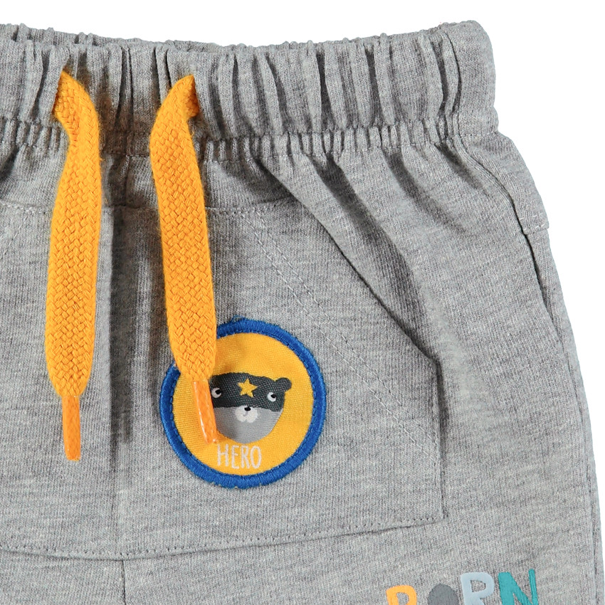 Polo manches courtes rayé avec bermuda en molleton à poche kangourou 