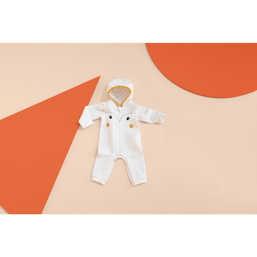 Combinaison longue à capuche avec fausse fourrure 