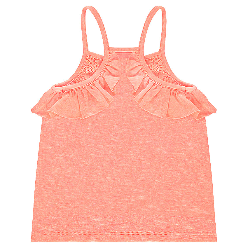 Débardeur en jersey slub avec dentelle et emmanchures volantées 