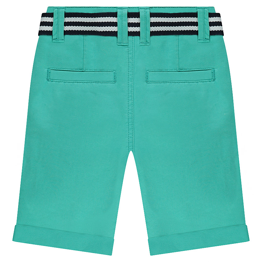 Bermuda en twill uni avec ceinture rayée amovible 