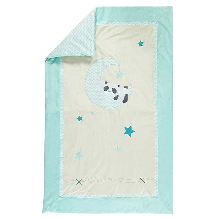 Edredon en velours et popeline avec panda brodé 