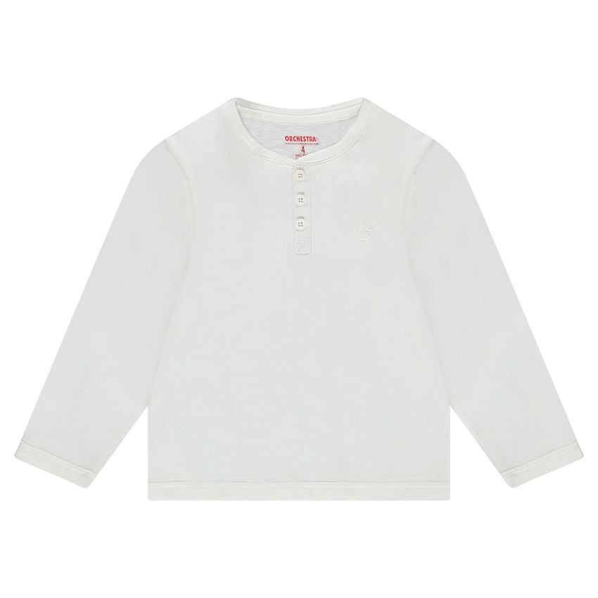 Junior - Tee-shirt manches longues en jersey uni avec ouverture au col 