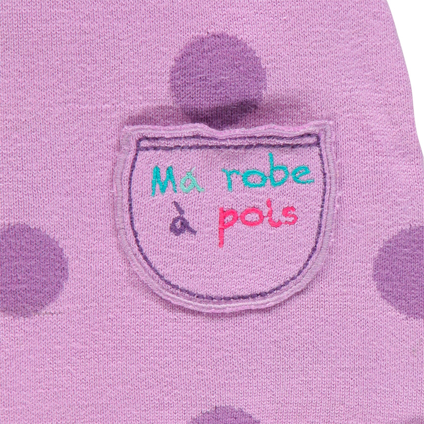 Robe manches courtes en coton avec noeud et pois 