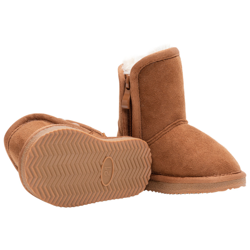 1/2 bottes camel effet daim fourrées 