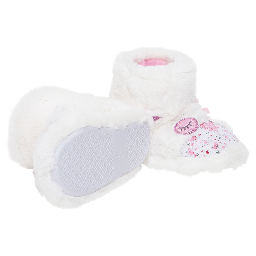 Chaussons brodés en fausse fourrure forme bottines 