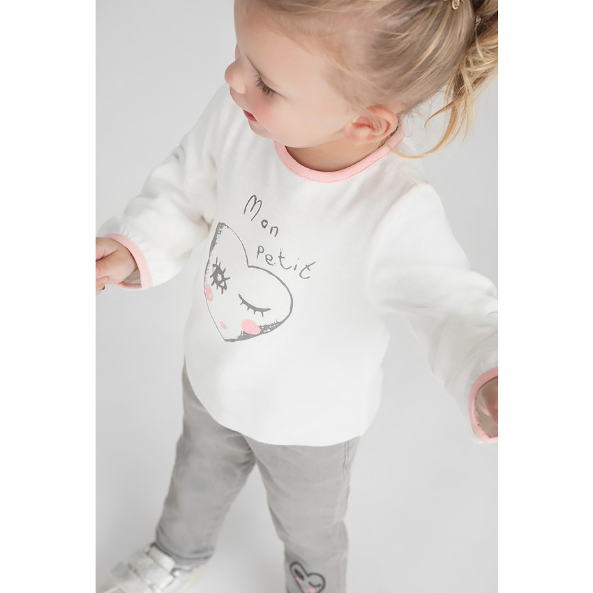 Tee-shirt manches longues en jersey avec coeur printé 