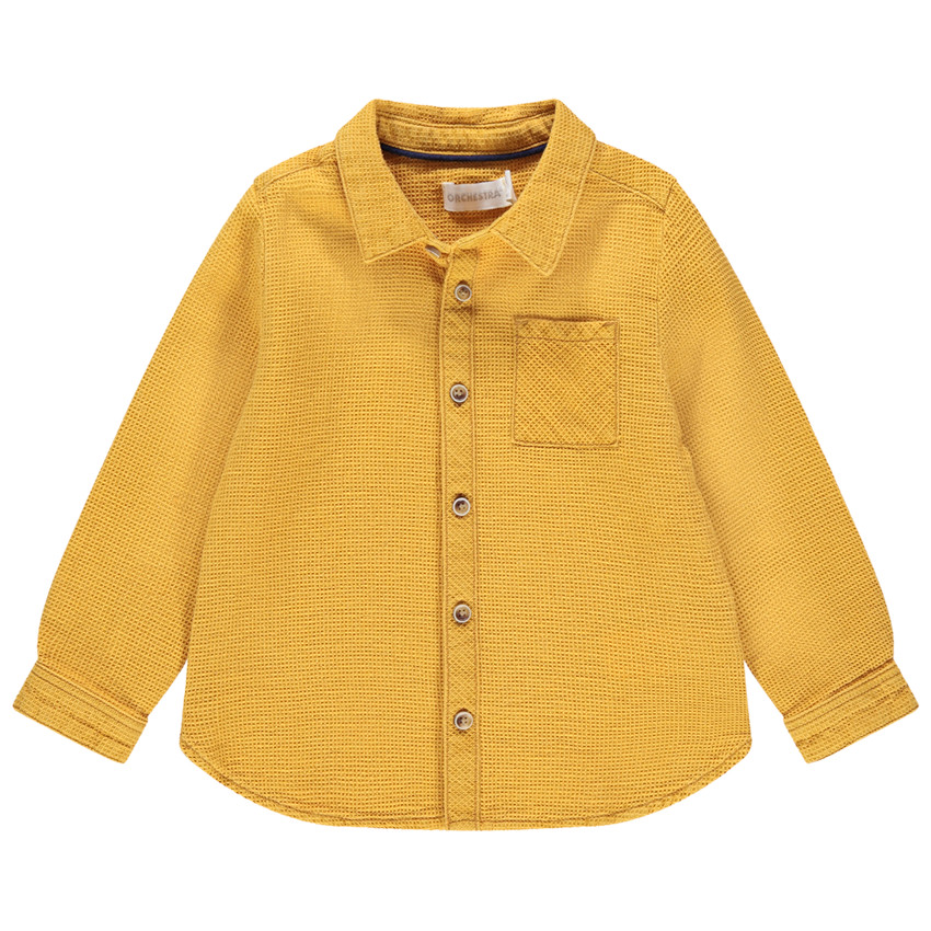 Chemise manches longues en maille fantaisie à poche 